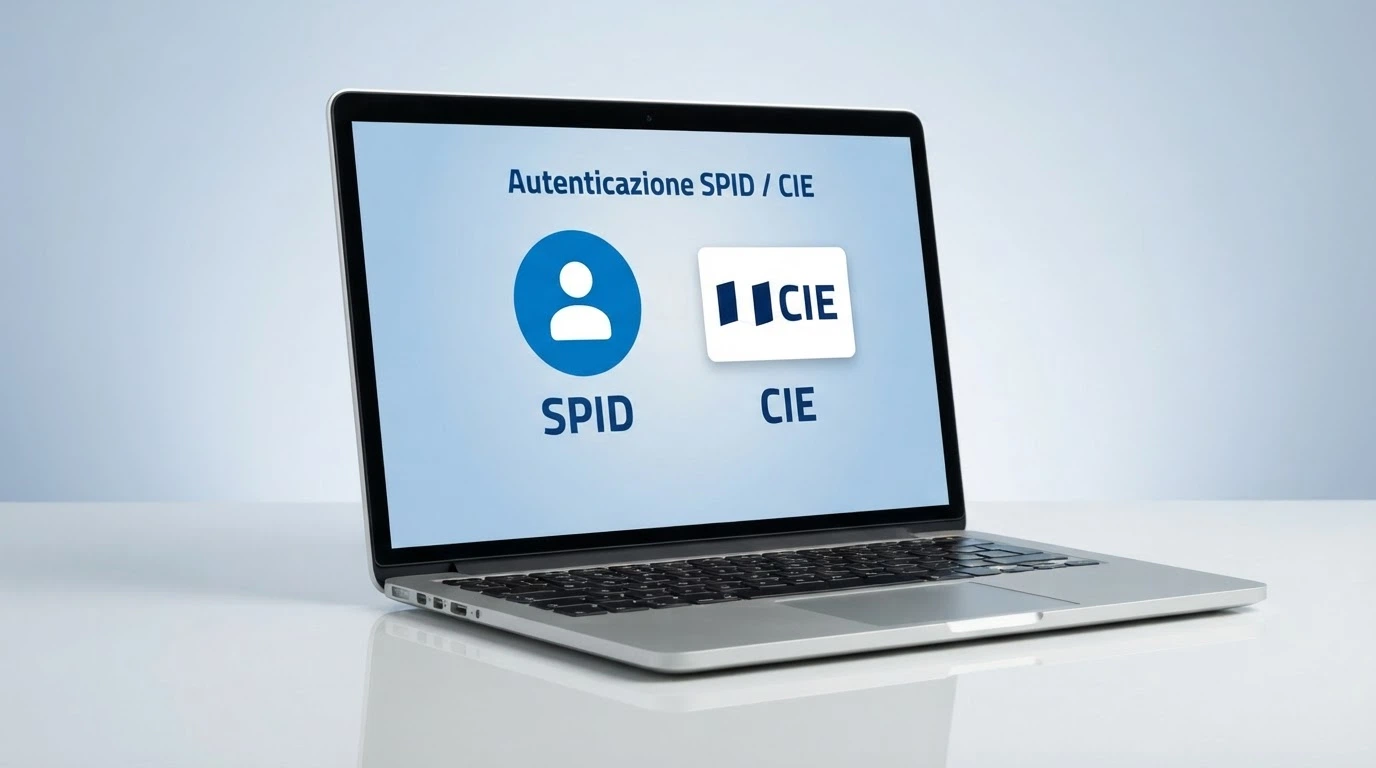 Le icone di SPID e CIE affiancate sullo schermo di accesso di un conto gioco, su sfondo blu istituzionale