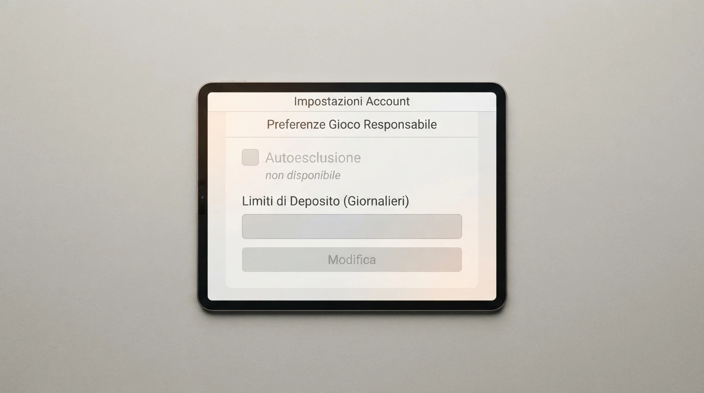 Un modulo digitale con la spunta «autoesclusione» disattivata e in grigio, e la scritta «non disponibile su questo sito»