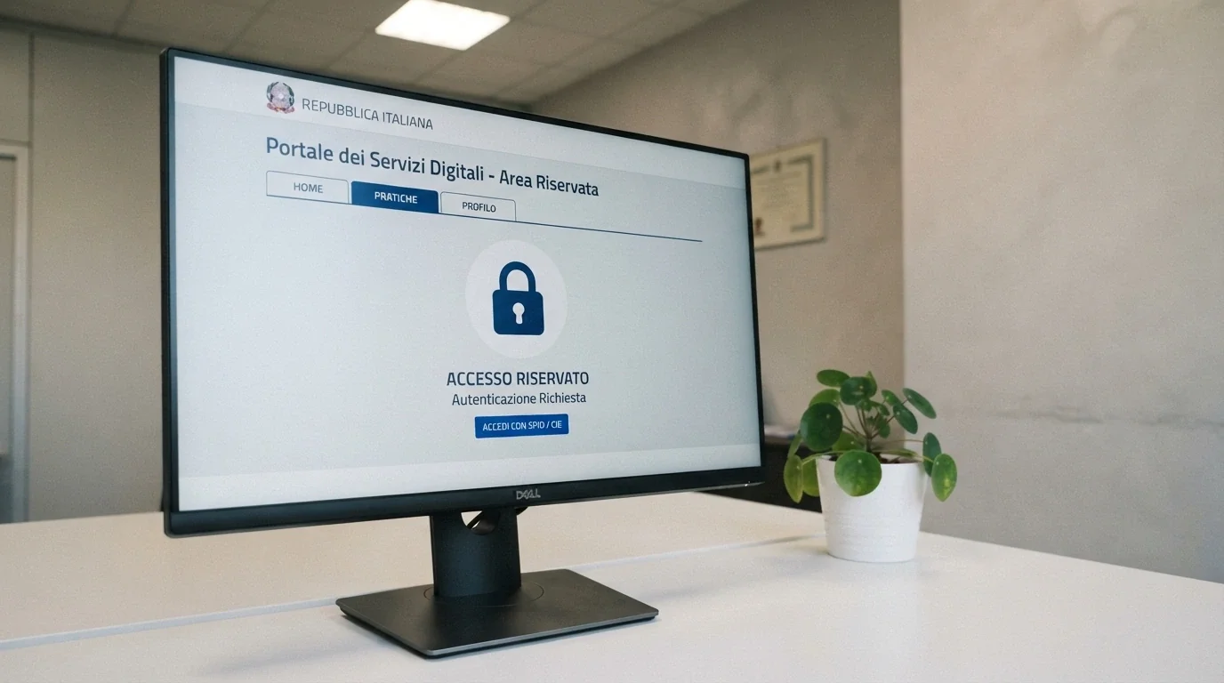 L'interfaccia del portale RUA su un monitor con la scritta «Registro Unico degli Autoesclusi» e un lucchetto chiuso