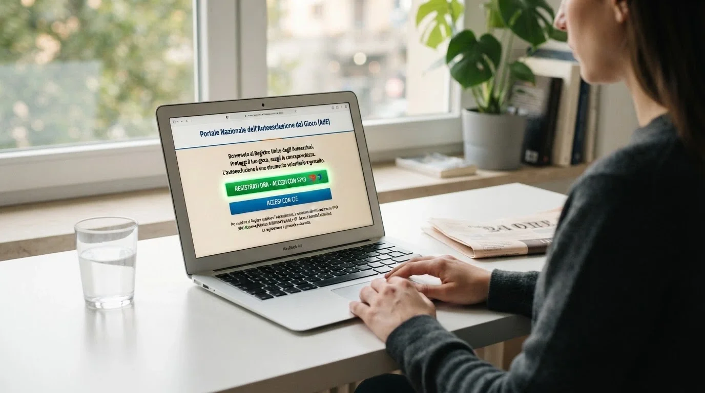Lo schermo di accesso al portale RUA con il pulsante «Iscriviti al Registro» e l'opzione SPID