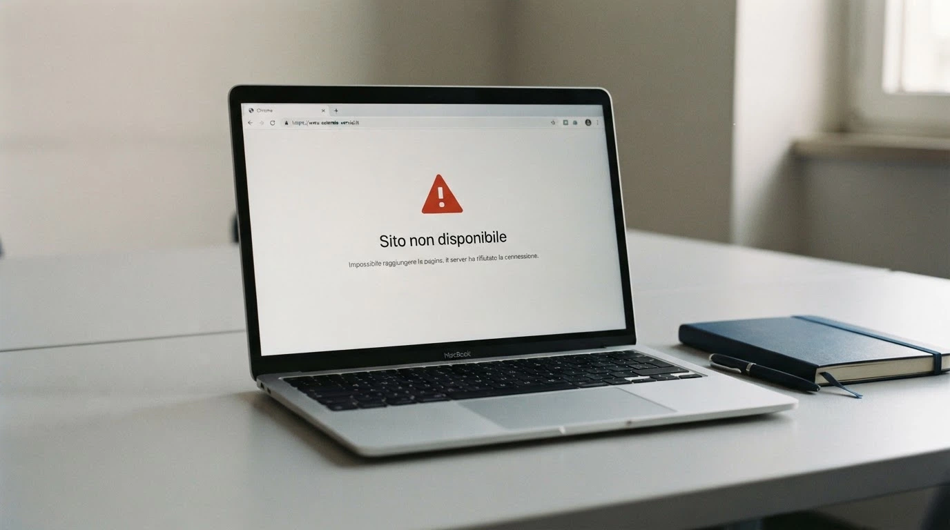 Schermata di un browser che mostra un avviso di sito bloccato con il logo dell'ADM e la dicitura di sequestro DNS