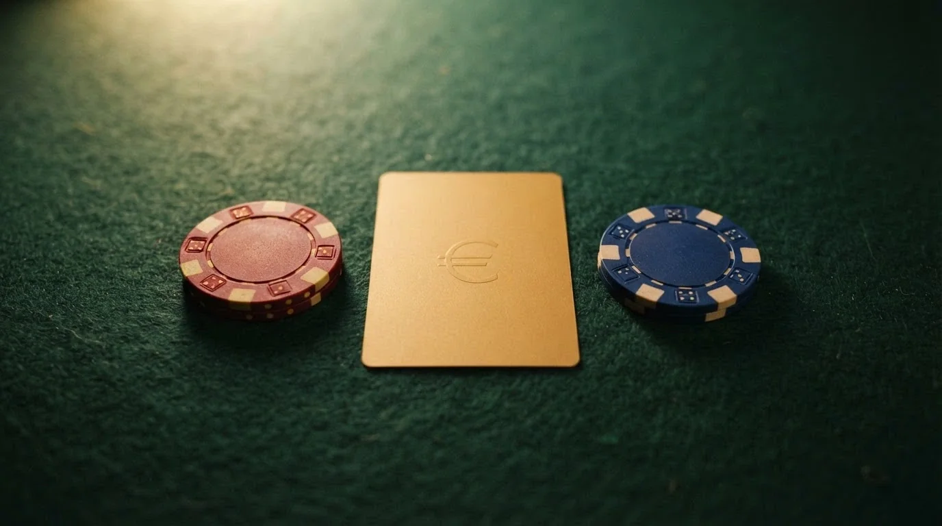Una selezione di carte bonus e gettoni da casinò con il simbolo dell'euro