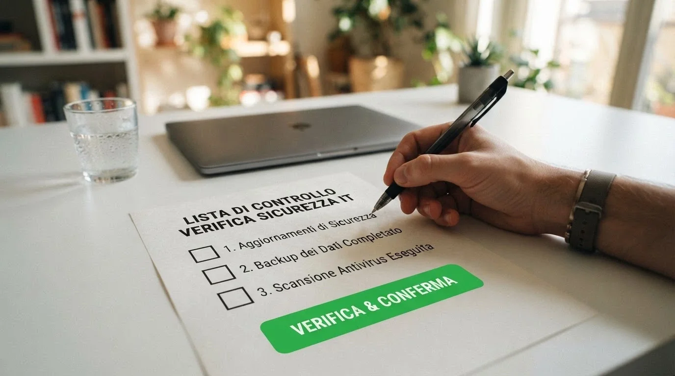 Una lista di tre punti con caselle da spuntare: «rollover e validità», «metodo di pagamento», «budget mensile», con un pulsante «verifica» in evidenza
