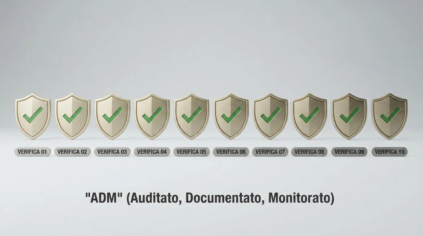 Una fila di loghi di casinò online con la spunta della concessione ADM accanto a ciascuno