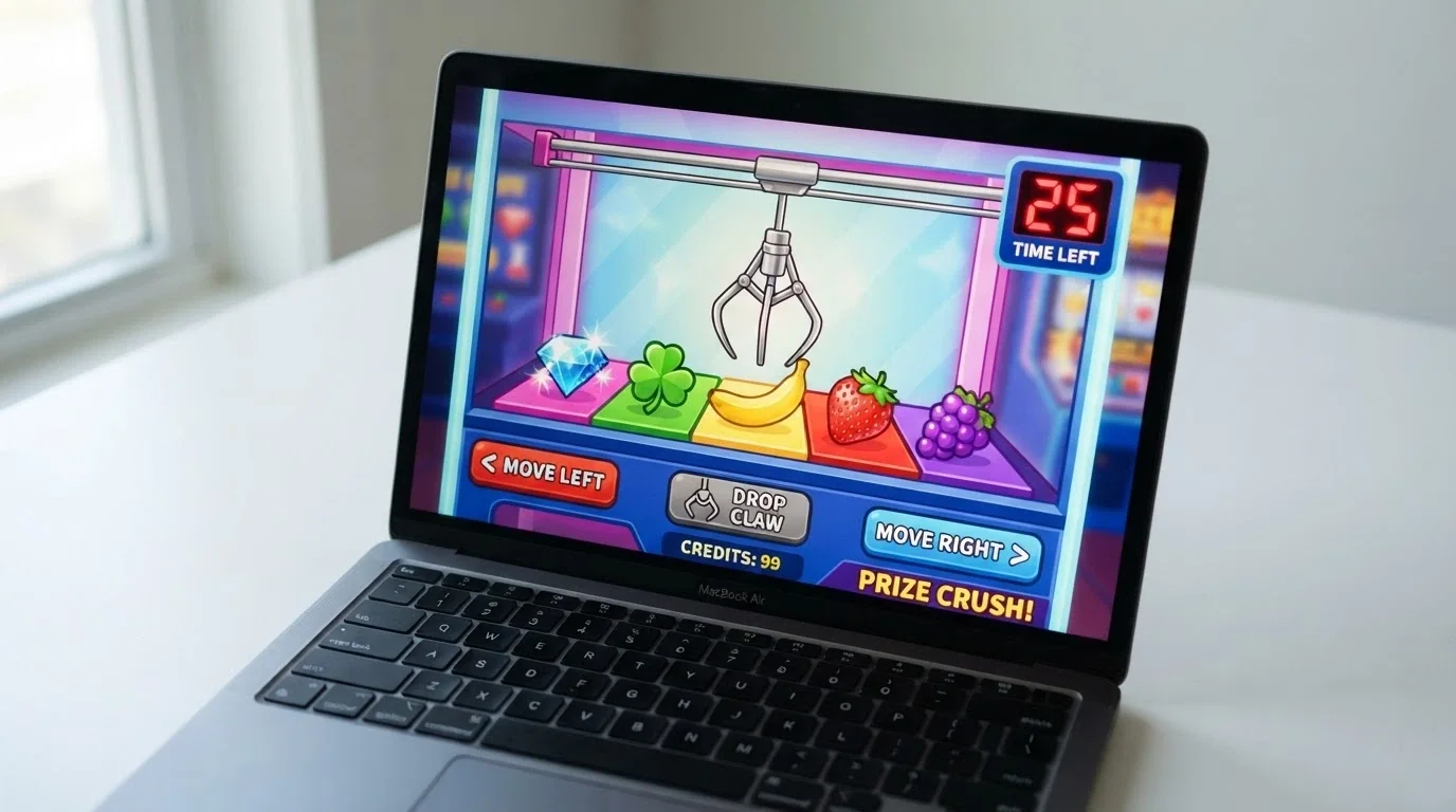 L'interfaccia del gioco Bonus Crab con la griffe posizionata sopra i simboli colorati e il timer da 25 secondi visibile