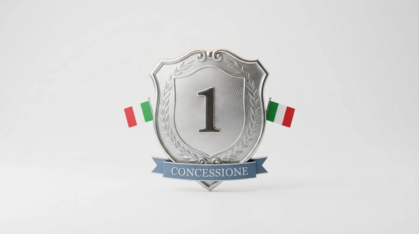 Il logo ufficiale dell'ADM (Agenzia delle Dogane e dei Monopoli) su sfondo bianco, accanto alla bandiera italiana