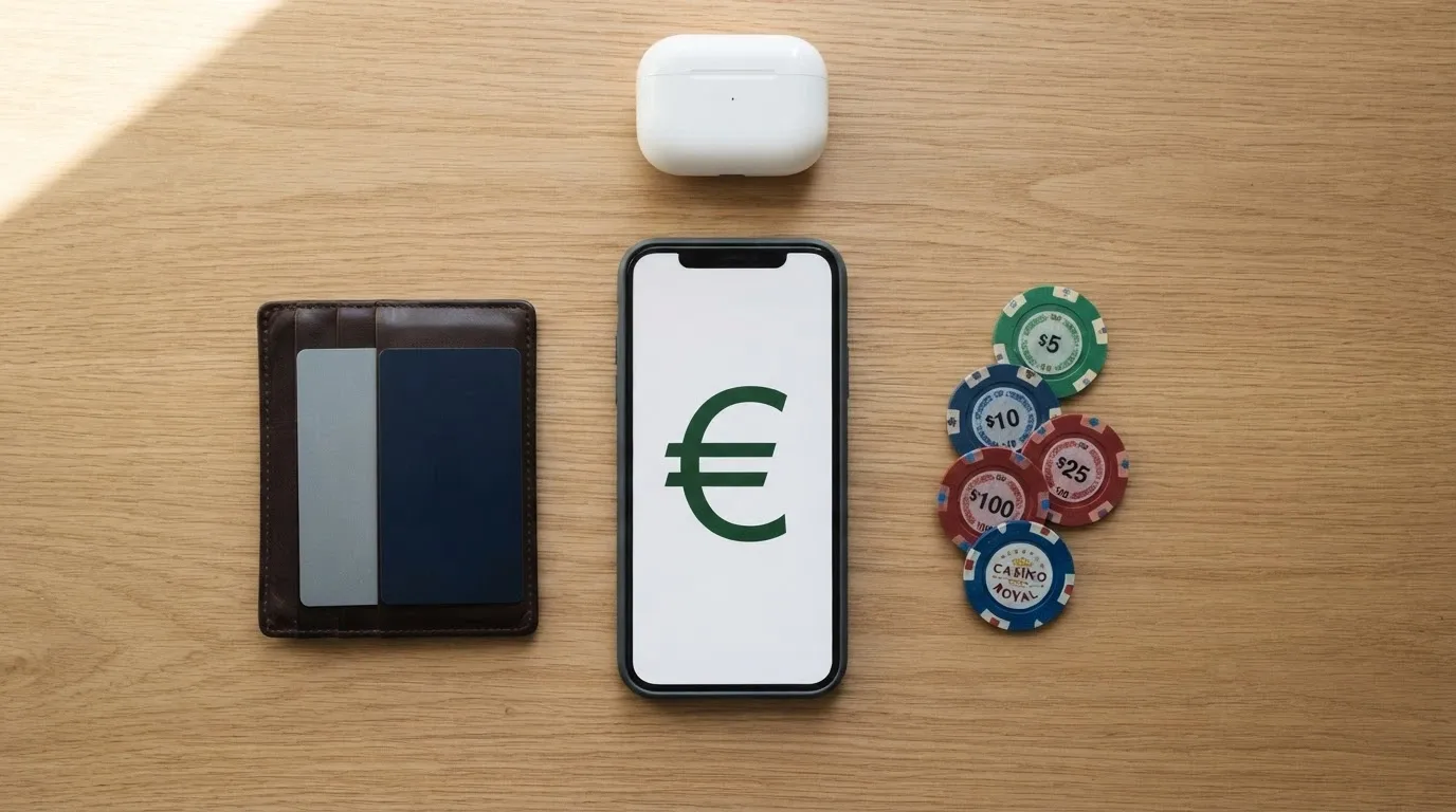 Un portafoglio digitale affiancato da carte di credito, uno smartphone con un'app di pagamento, e il logo Bitcoin su uno schermo