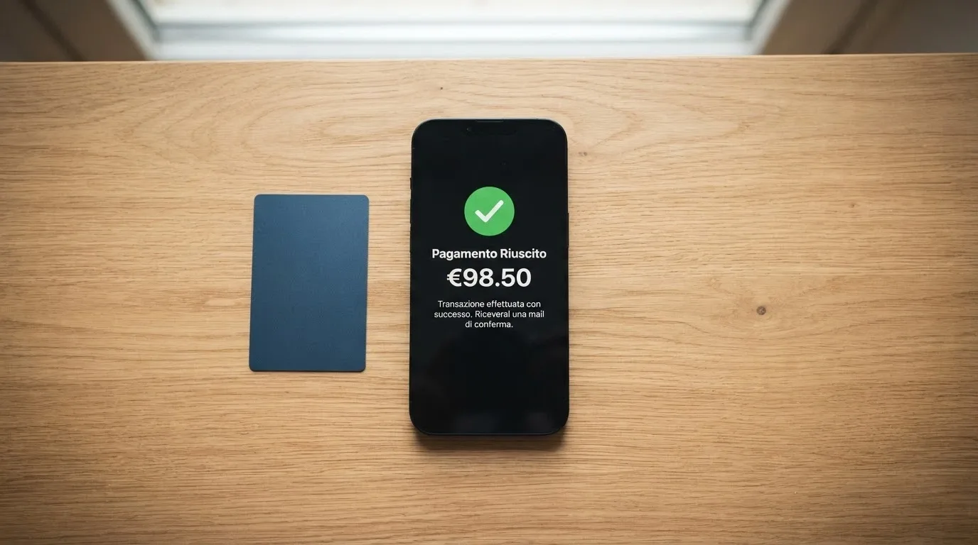 Smartphone con l'app PayPal aperta sulla schermata di conferma di un pagamento ricevuto