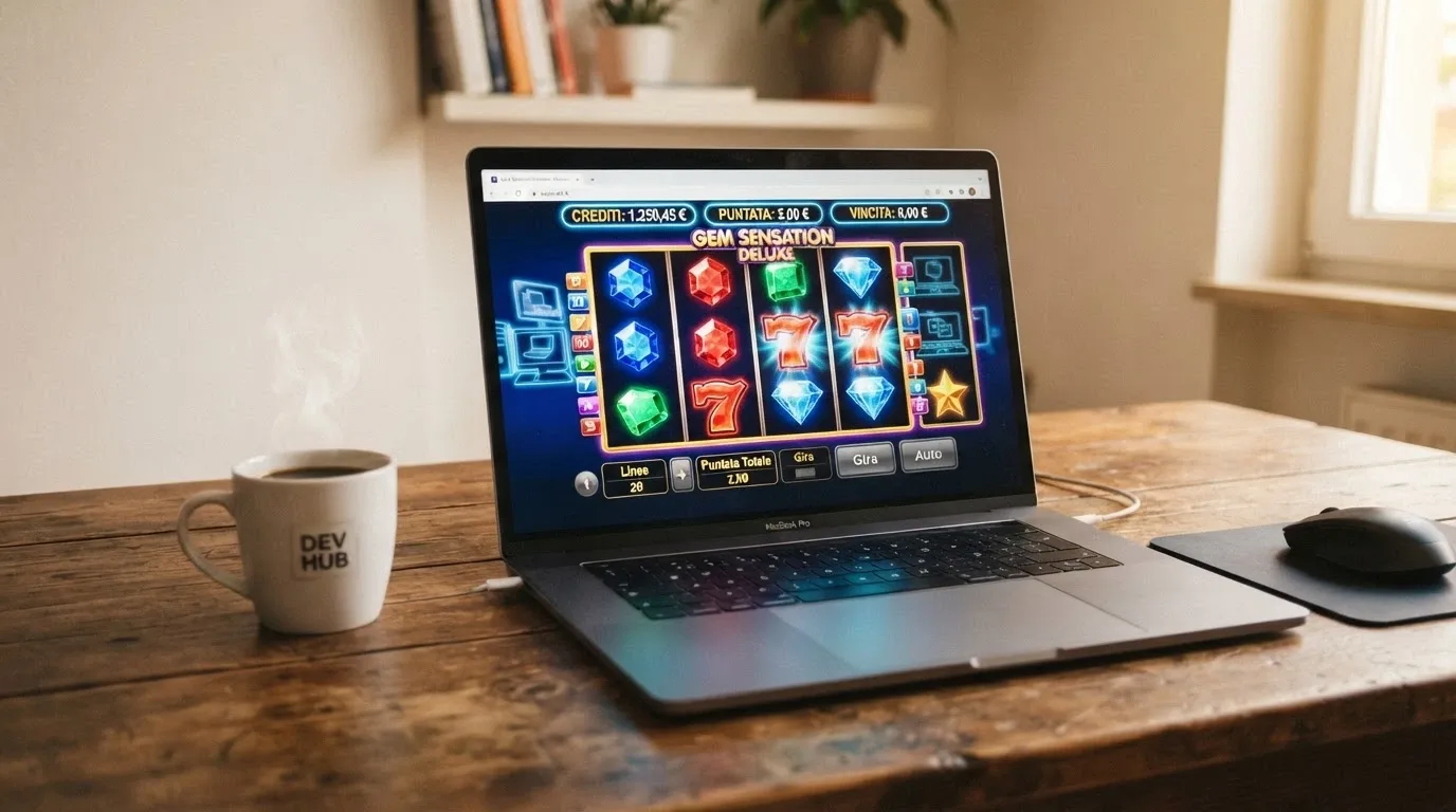 Schermata di una slot machine online in modalità demo con il contatore dei crediti virtuali in alto